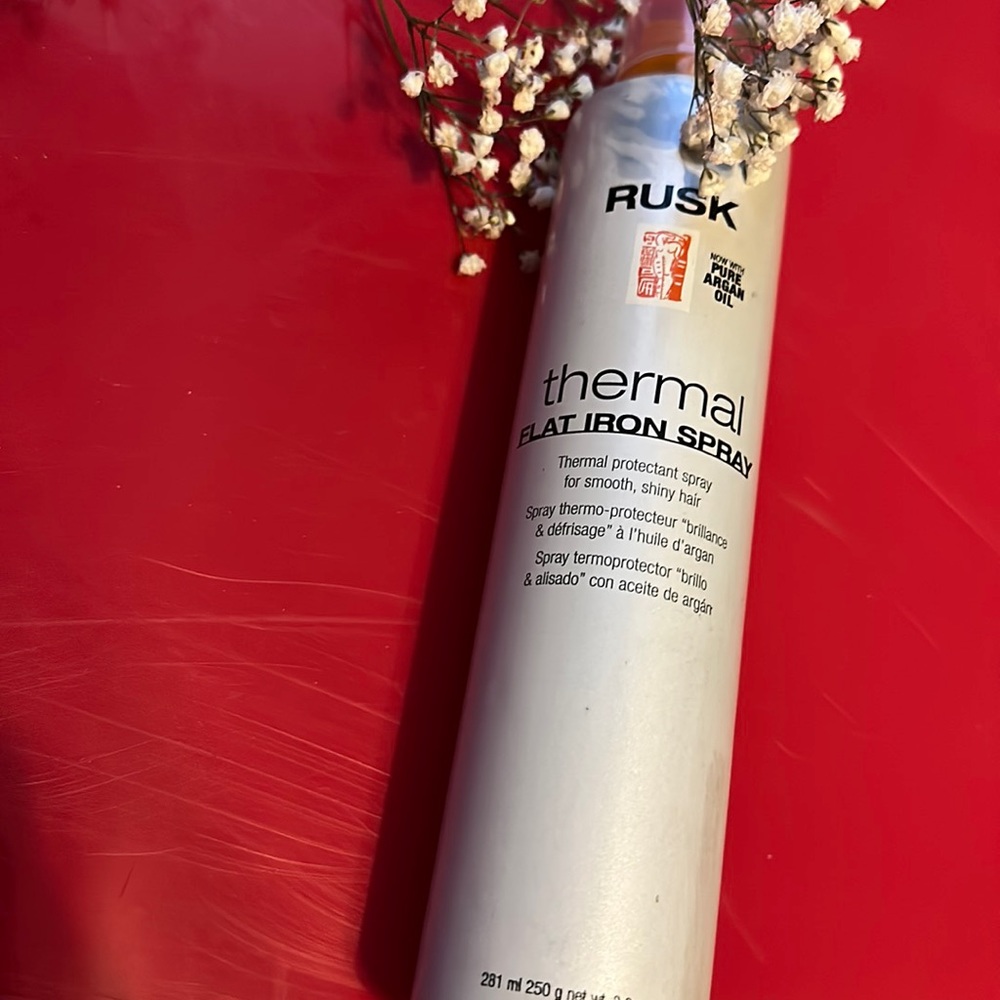 Rusk Argan Oil Thermal Flat Iron Spray Smooth,Shiny Hair 8.8oz 🌸